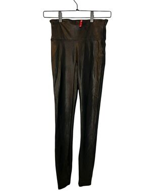 SPANX Leggings Black Faux-Leather Like New Size Small